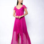 Rochie asimetrica lejera Fuchsia