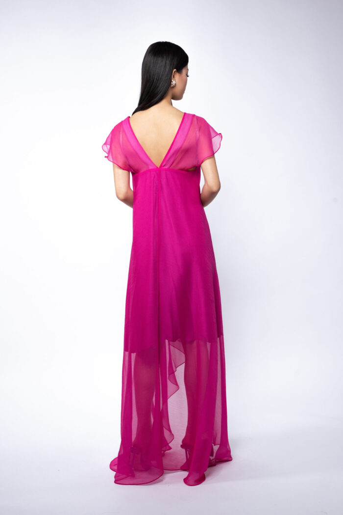 Rochie asimetrica lejera Fuchsia - imagine 5