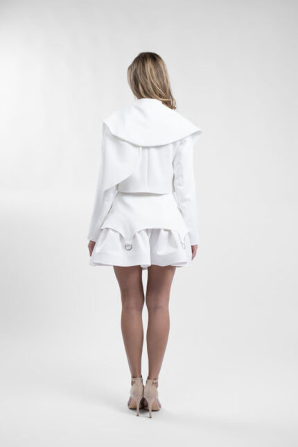 Sacou alb architectural Grace - imagine 5