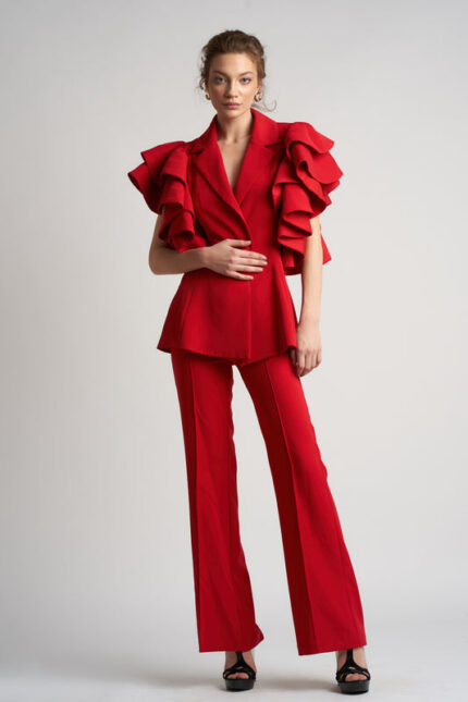 Sacou cu volane arhitecturale Red