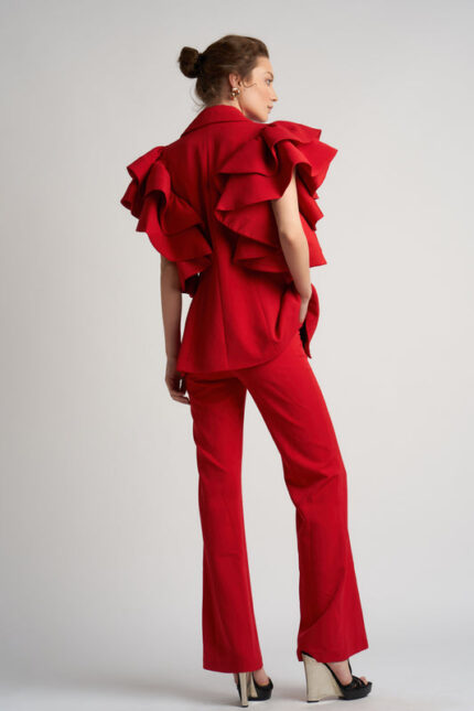 Sacou cu volane arhitecturale Red - imagine 3