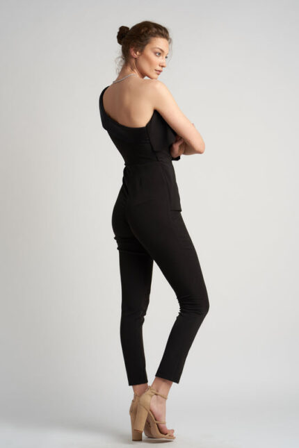 Salopeta asimetrica cu detalii satinate din matase - imagine 4