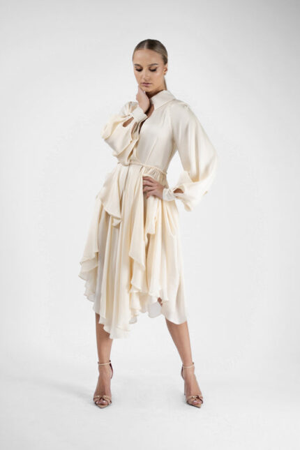 Rochie din matase cu decupaje la maneci - imagine 7