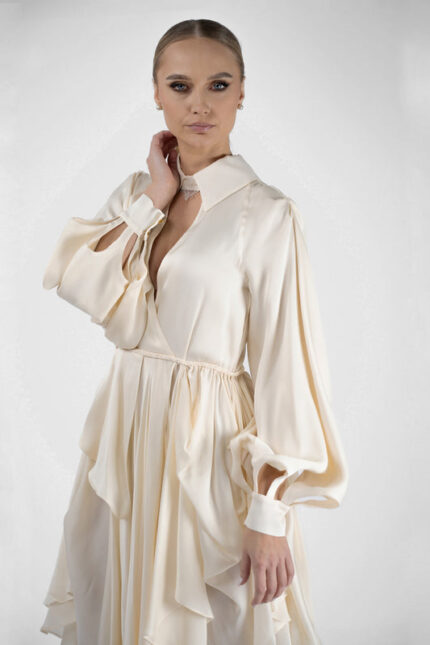 Rochie din matase cu decupaje la maneci - imagine 8