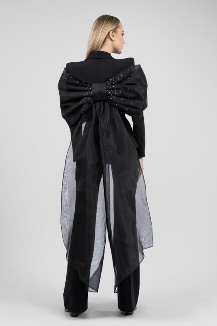 Sacou cu funda supradimensionata si trena din organza - imagine 4