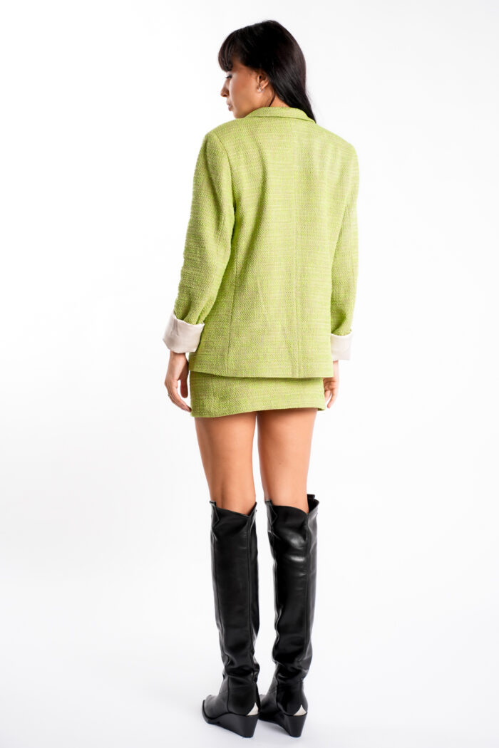 Fusta mini verde lime cu nasturi satinati - imagine 4