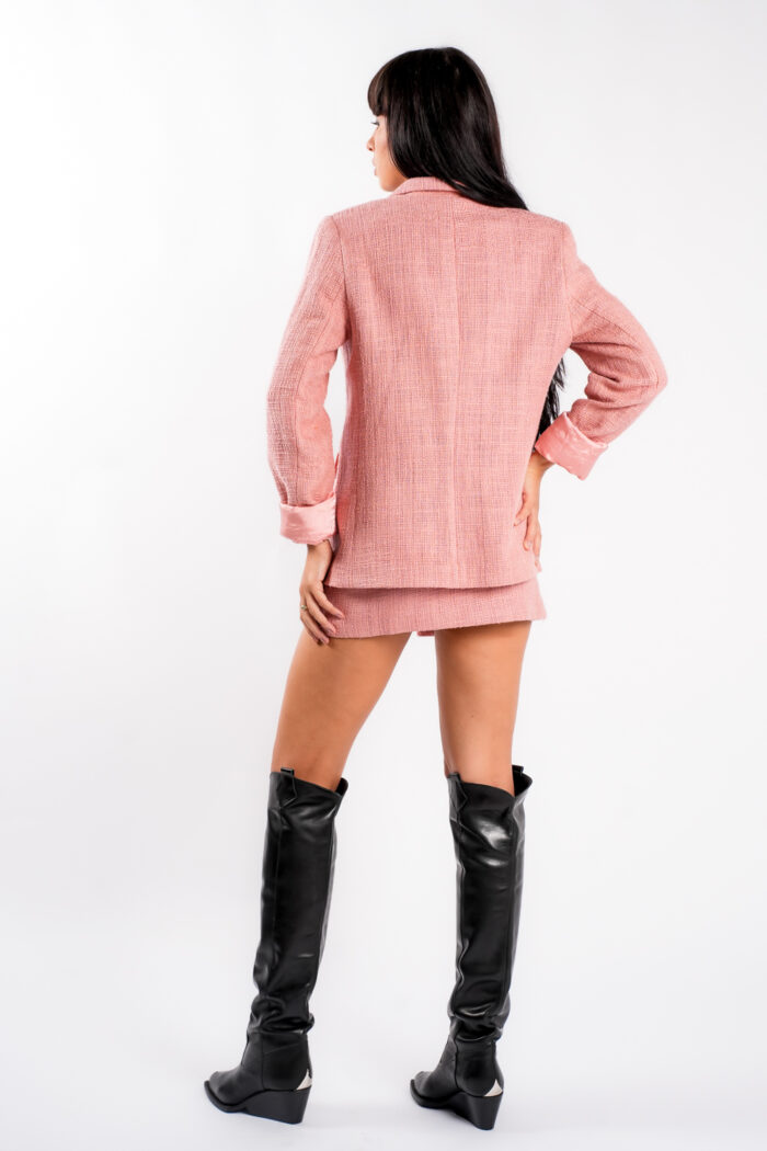 Fusta petrecuta din tweed Soft Pink - imagine 4