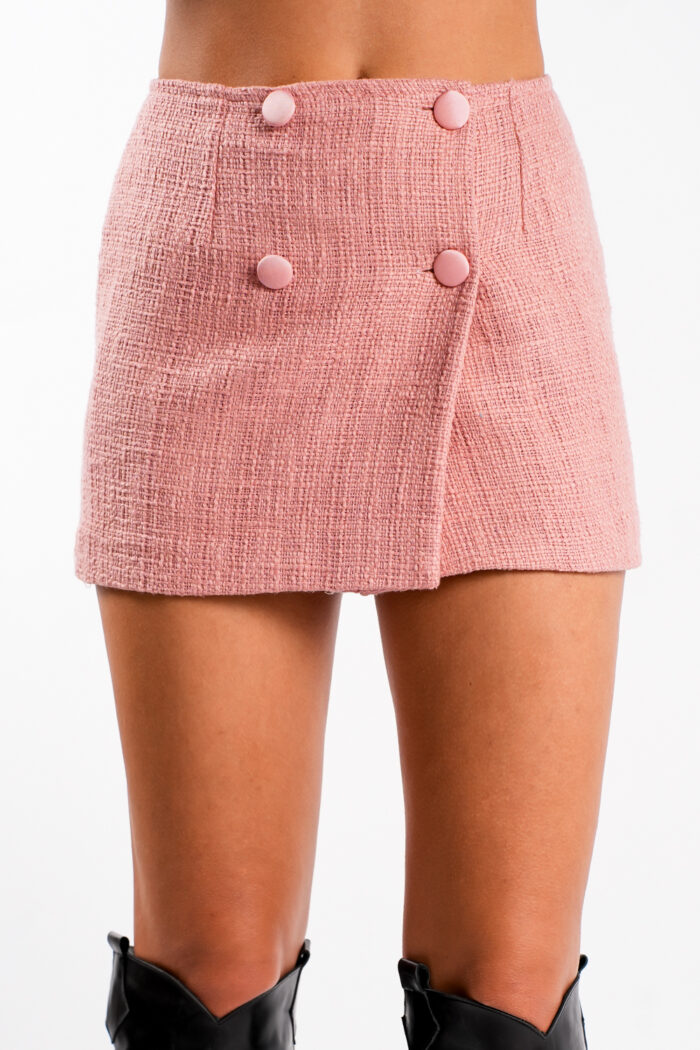 Fusta petrecuta din tweed Soft Pink - imagine 2