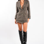 Fusta petrecuta din tweed  cappuccino