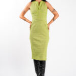Rochie midi cambrata din tweed lime