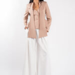 Sacou cu esarfe si talie structurata Nude