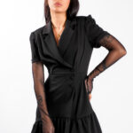 Rochie tip sacou cu maneci din tulle fin