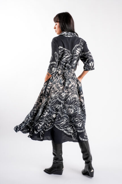 Rochie camasa cu print aripi de fluture - imagine 3