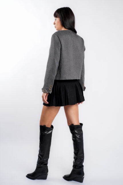 Jacheta Grey scurta cu nasturi aurii - imagine 3