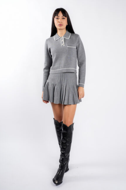 Compleu Grey cu guler contrastant - imagine 2