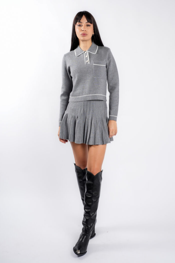 Compleu Grey cu guler contrastant - imagine 2