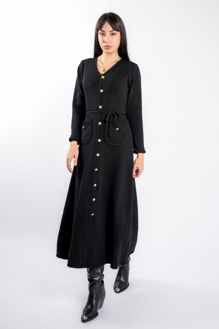 Rochie Black cu nasturi aurii si cordon impletit - imagine 2