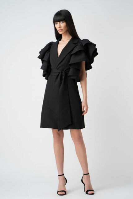 Rochie sacou cu volane supradimensionate - imagine 5