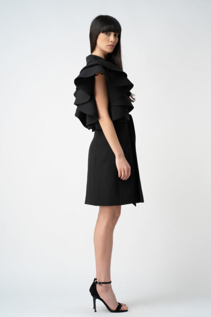 Rochie sacou cu volane supradimensionate - imagine 2