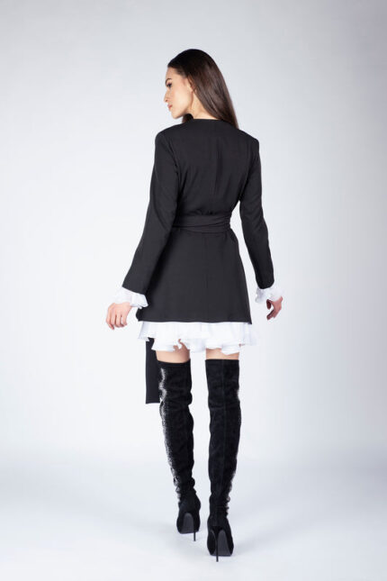 Rochie sacou cu volane din matase cu cordon - imagine 2