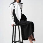 Sarafan negru midi cu buzunare laterale