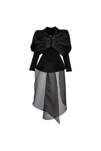 Sacou cu funda supradimensionata si trena din organza - imagine 2