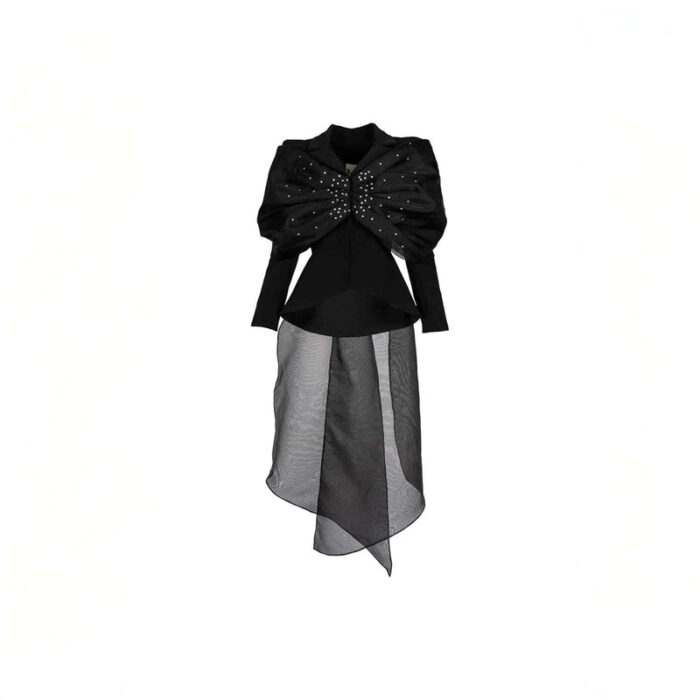 Sacou cu funda supradimensionata si trena din organza - imagine 2