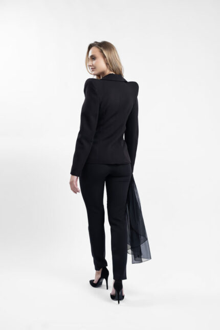 Pantaloni conici cu fronseu si volan lateral - imagine 2