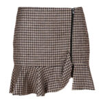 Fusta Brown Print cu volan nefinisat