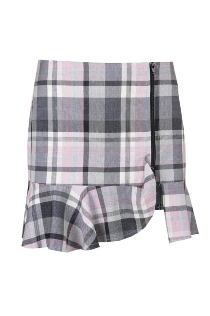 Fusta Gray Print cu volan nefinisat