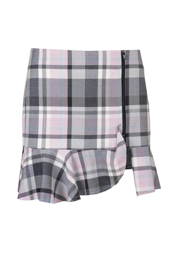 Fusta Gray Print cu volan nefinisat - imagine 2