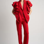 Pantalon cu croiala dreapta si dunga frontala