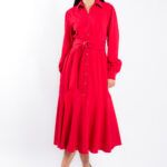 Rochie camasa cu cordon si fusta ampla