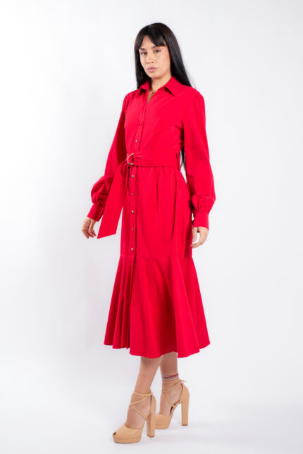 Rochie camasa cu cordon si fusta ampla - imagine 2