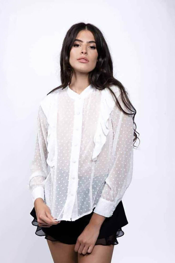 Camasa cu volane si buline white - imagine 3