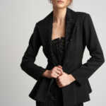 Sacou cambrat cu peplum si cordon