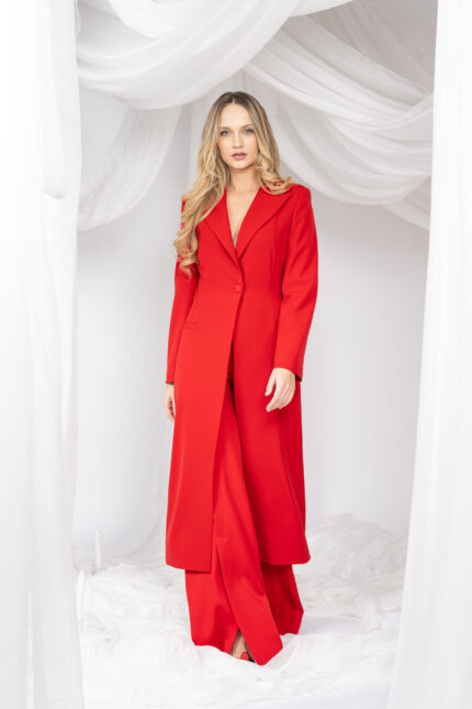 Pantaloni cu croiala ampla si slituri frontale - imagine 4