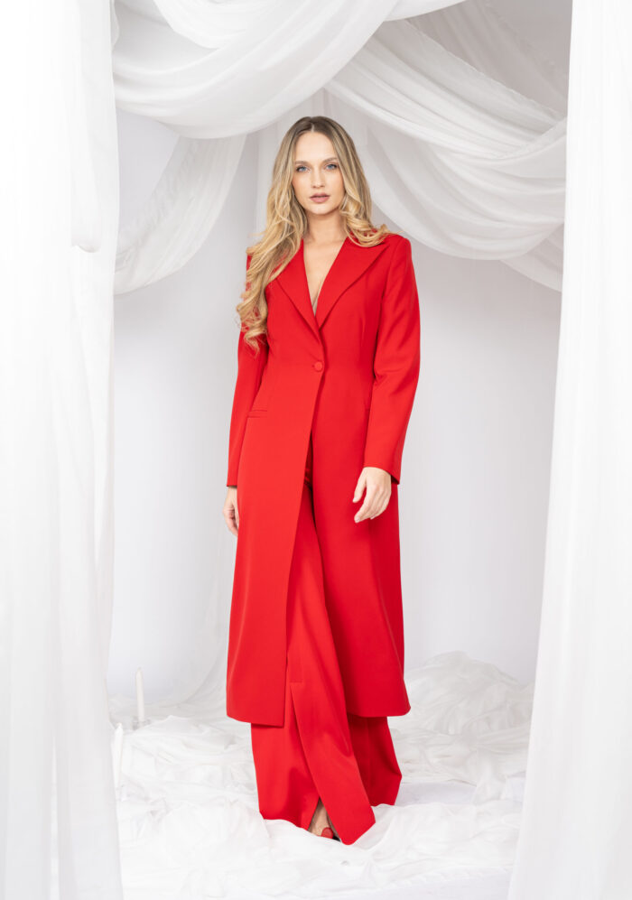 Pantaloni cu croiala ampla si slituri frontale - imagine 4