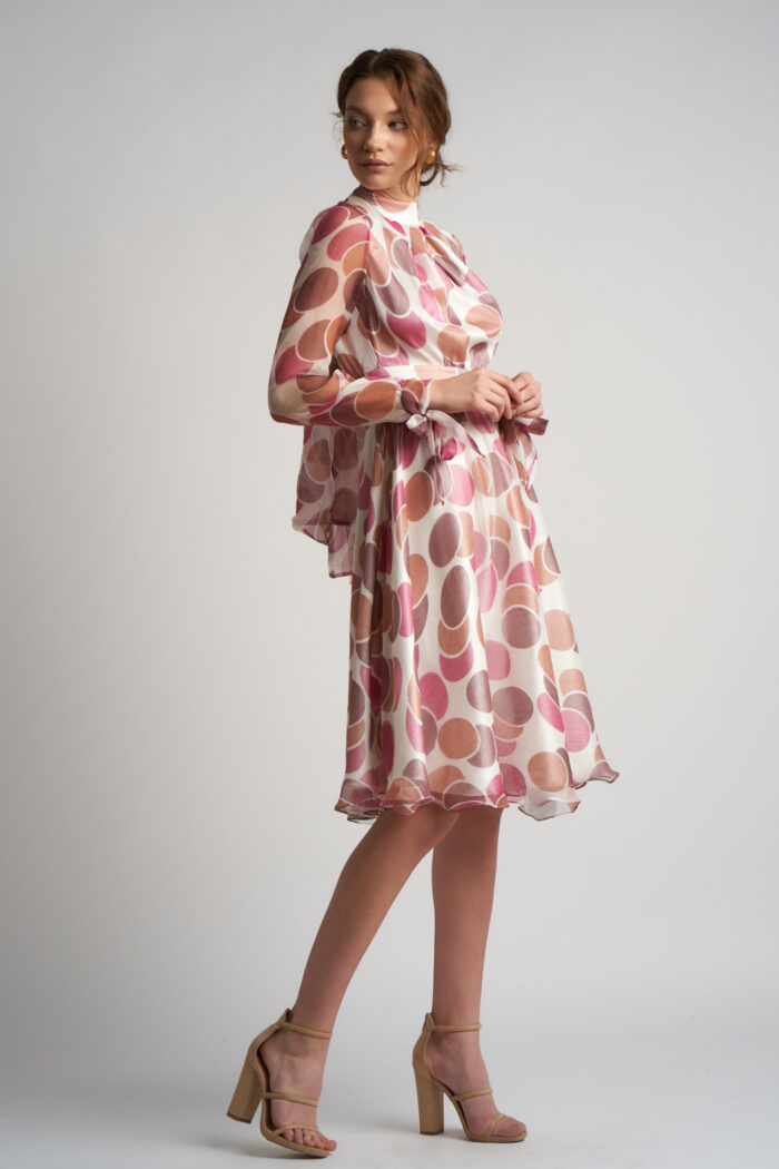 Rochie midi din voal de matase cu esarfe - imagine 4