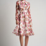 Rochie midi din voal de matase cu esarfe