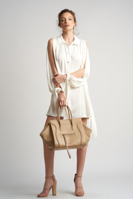 Rochie camasa cu maneci despicate si funda