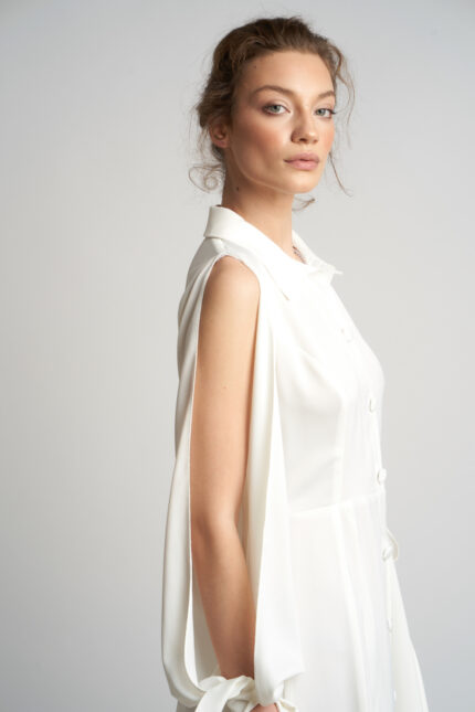 Rochie camasa cu maneci despicate si funda - imagine 4