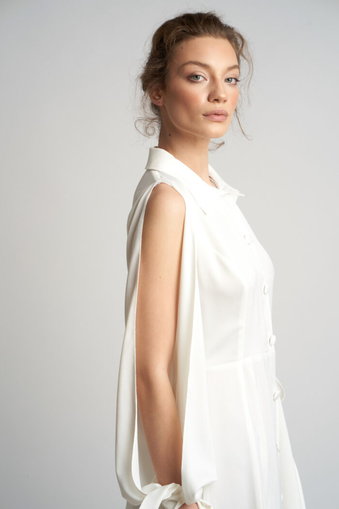 Rochie camasa cu maneci despicate si funda - imagine 4