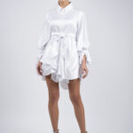 Rochie mini peliculizata cu fusta asimetrica