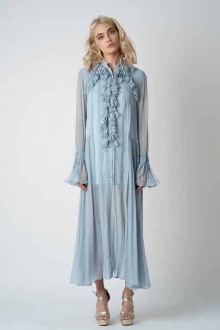 Rochie midi vaporoasa cu volane - imagine 2