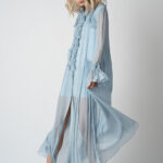 Rochie midi vaporoasa cu volane