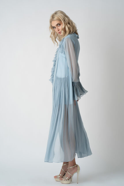 Rochie midi vaporoasa cu volane - imagine 3