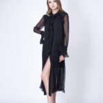 Rochie midi vaporoasa cu volane