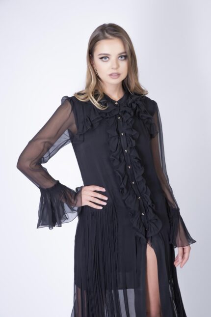 Rochie midi vaporoasa cu volane - imagine 4