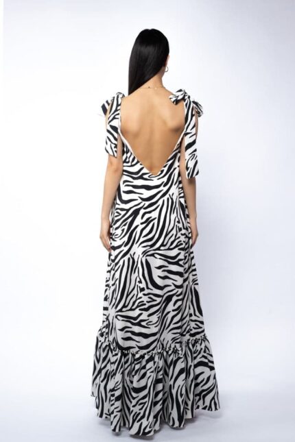 Rochie lunga vaporoasa Black and White - imagine 5